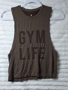 0603 Spiritual Gangster Brown 'GYM LIFE' Women's Muscle Tee